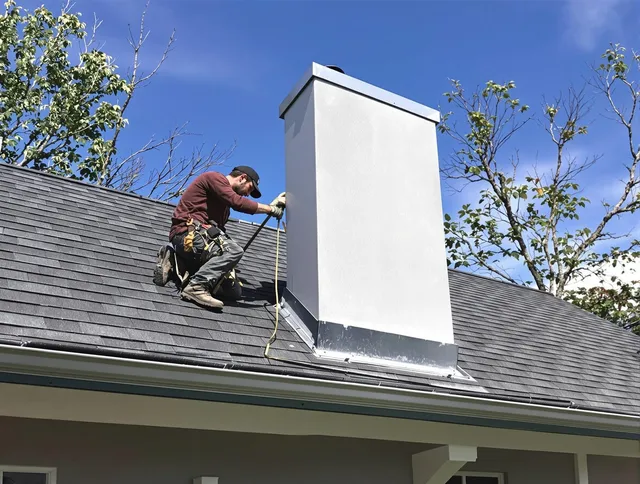 Willowick Chimney Sweep team member finishing chimney construction in Willowick, OH