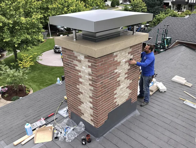 Willowick Chimney Sweep team working on a custom chimney remodel in Willowick, OH