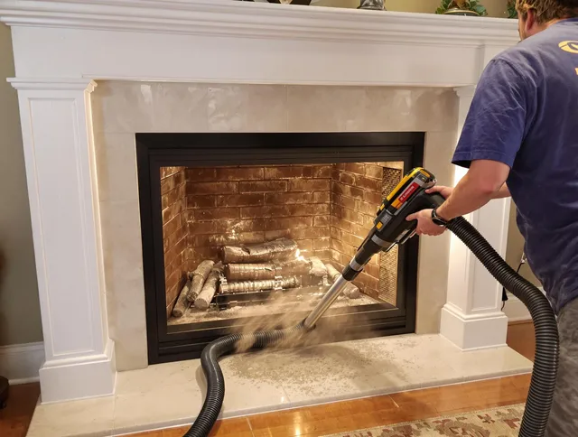 Fireplace cleaning performed by Willowick Chimney Sweep in Willowick, OH