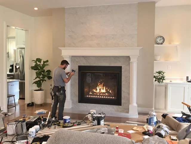 Newly installed fireplace by Willowick Chimney Sweep in Willowick, OH
